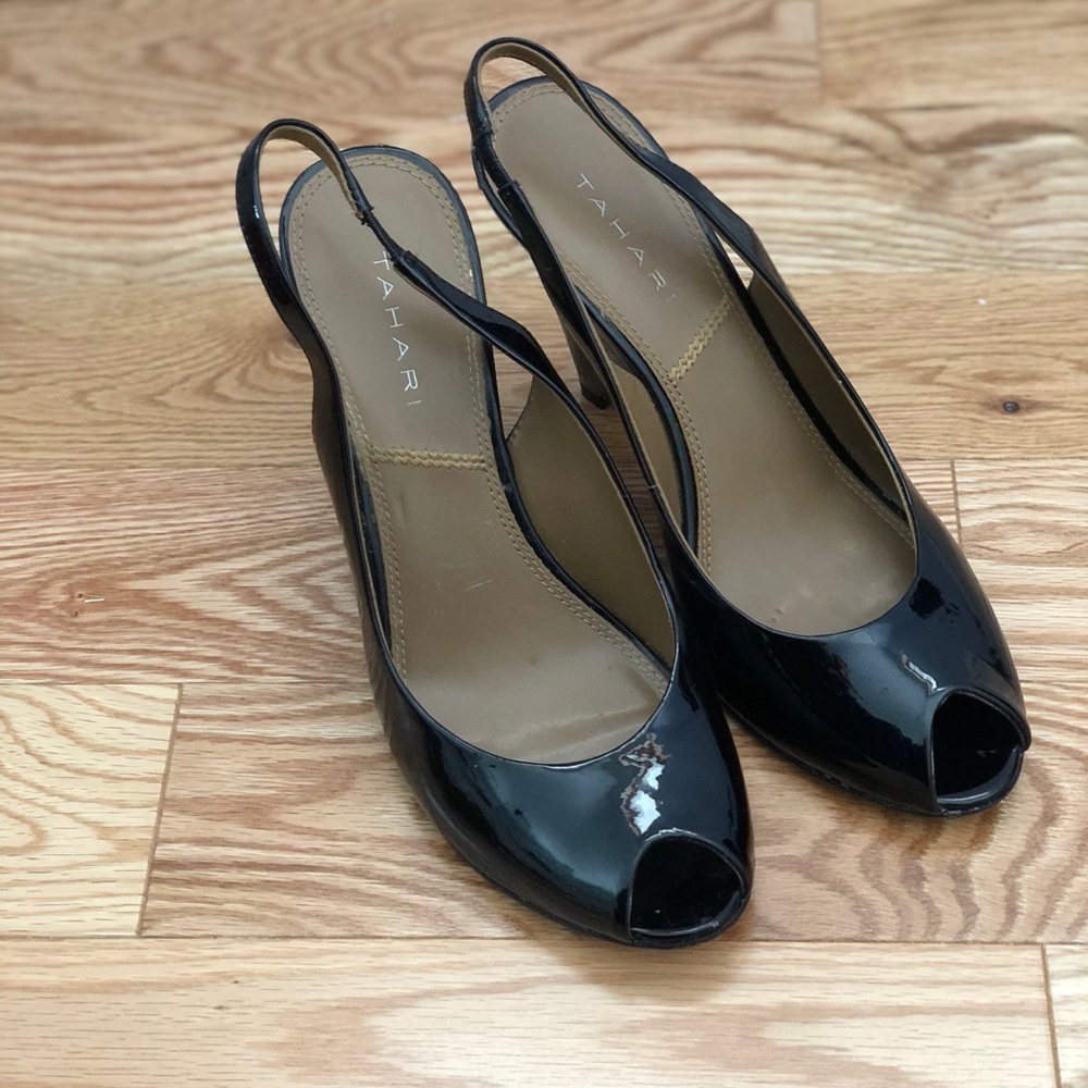 4” black glossy heels
